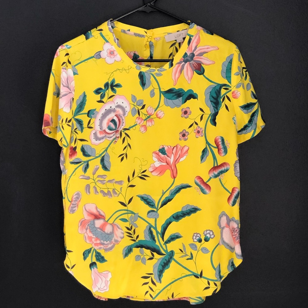 LOFT Yellow Floral Blouse